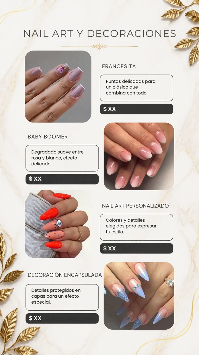 Nail art y decoraciones: francesita, baby boomer, personalizado y encapsulada